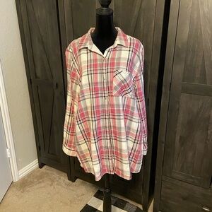 CATO Womens Plaid Button Up Shirt Size XL Pink Plaid